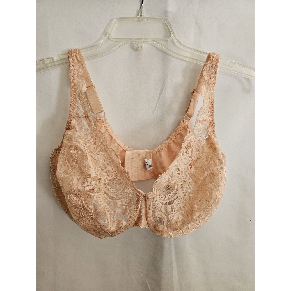 Olga Women’s Lace Underwire Bra 38DD Style 33580 Sheer Lace Peach Nude